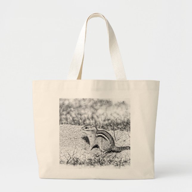 Bolso De Tela Gigante Chipmunk Sketch (Frente)