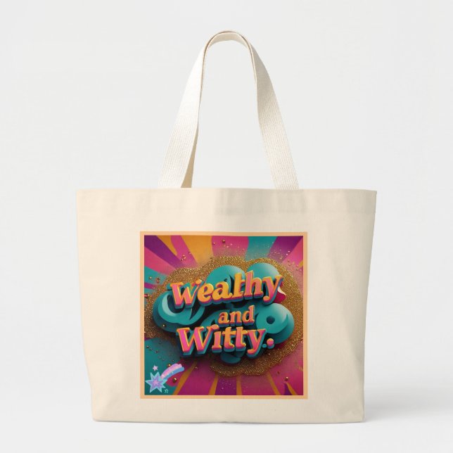 Bolso De Tela Gigante "Chistes y joyas elegantes" (Frente)