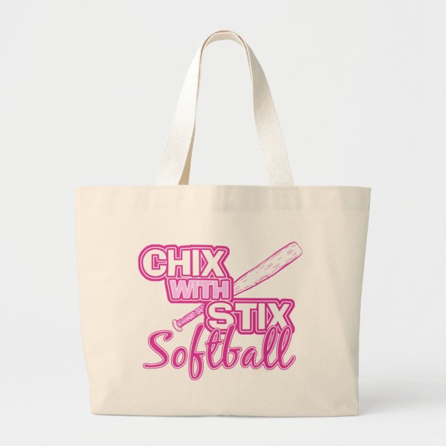 Bolso De Tela Gigante Chix con el softball de Stix (Frente)