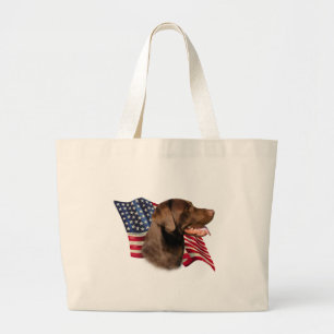 Bolso De Tela Gigante Chocolate Labrador recuperar bandera estadounidens