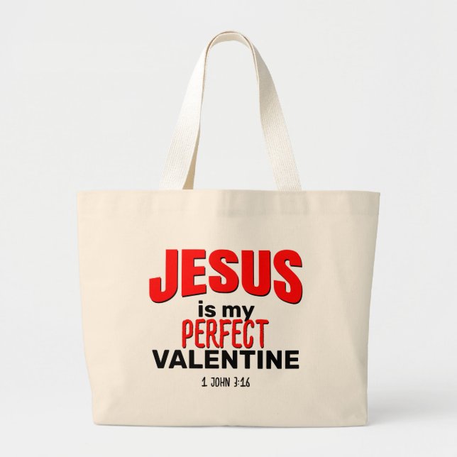 Bolso De Tela Gigante Christian JESUS ES MI VALENTÍN PERFECTO (Frente)