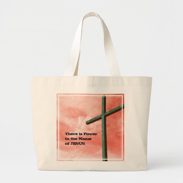 Bolso De Tela Gigante Christian JESUS Power Name Easter Cross (Frente)