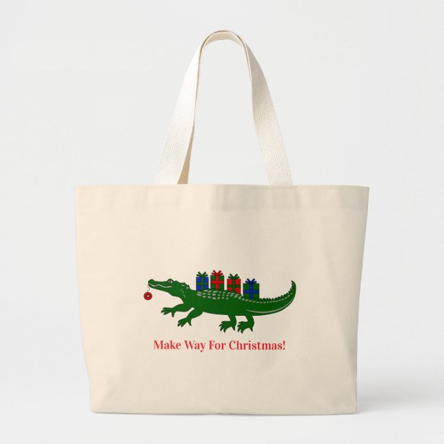 Bolso De Tela Gigante Christmas Alligator Tote Bag (Frente)