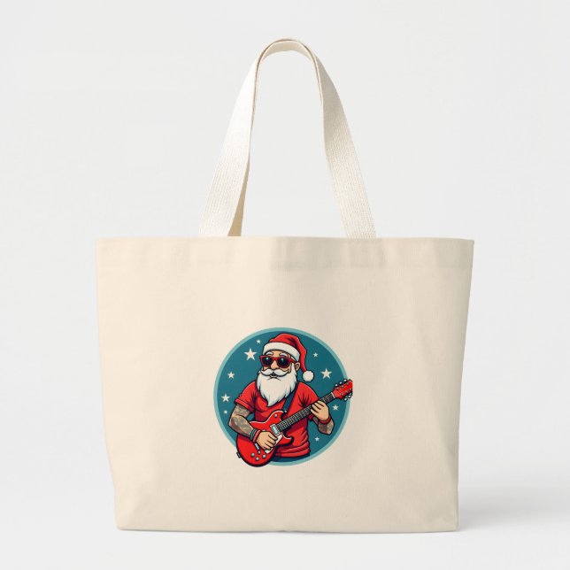 Bolso De Tela Gigante Christmas guitarist  Rockmusic Christmas (1) (Frente)