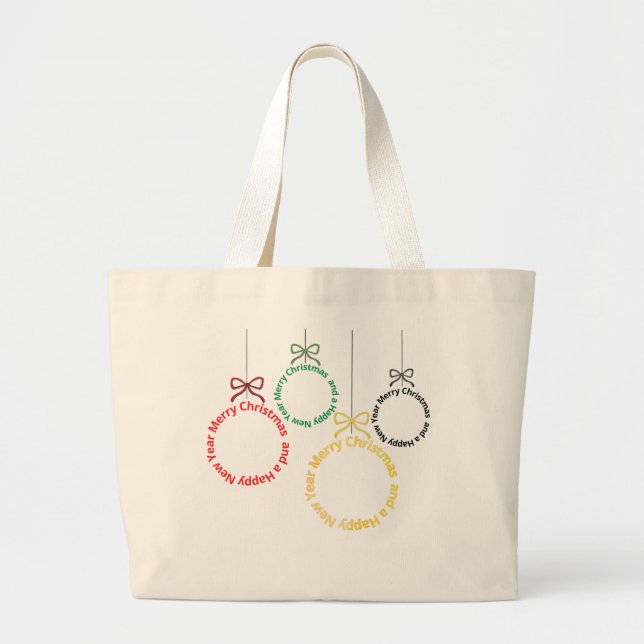 Bolso De Tela Gigante Christmas Ornaments Text Design (Frente)