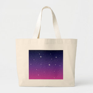 Bolso De Tela Gigante Cielo nocturno estrellado de color púrpura oscuro
