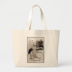 Bolso De Tela Gigante Cigüeña que entrega el vintage del bebé