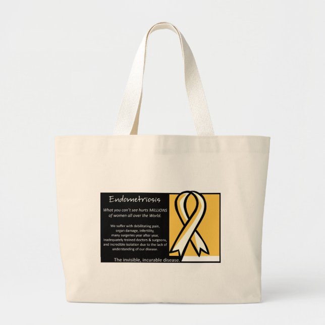 Bolso De Tela Gigante Cinta amarilla de la endometriosis (Frente)