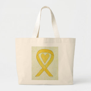 Bolso De Tela Gigante Cinta de conciencia amarilla Personalizado Art Tot