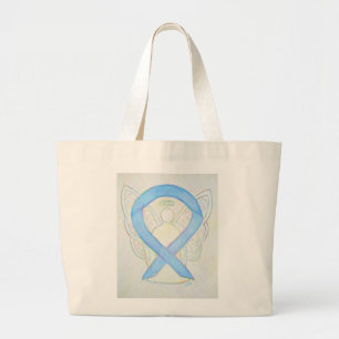 Bolso De Tela Gigante Cinta de concientización azul claro Personalizado 