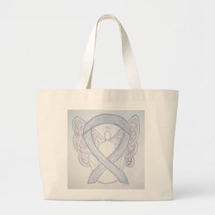 Bolso De Tela Gigante Cinta de concientización gris Personalizado de art