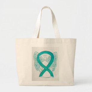Bolso De Tela Gigante Cinta de sensibilización verde azulada Personaliza