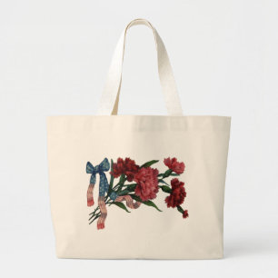 Bolso De Tela Gigante Cinta patriótica vintage y flores