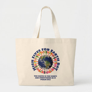 Bolso De Tela Gigante CINTAS ALTAS PARA EL DÍA DE LA TIERRA Verso de la