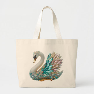 Bolso De Tela Gigante Cisne de Diamante Deslumbrante con Cristal de Oro
