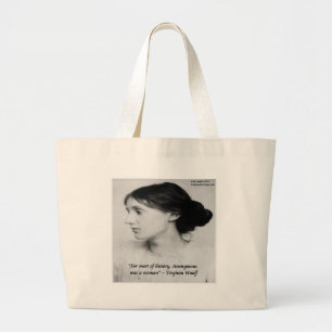 Bolso De Tela Gigante Cita Anónima de Virginia Woolf Era Una Mujer