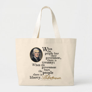 Bolso De Tela Gigante Cita de la Tiranía-Libertad de Jefferson