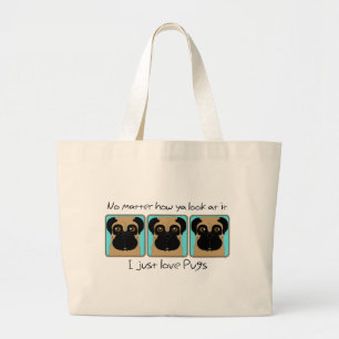 Bolso De Tela Gigante Cita de Love Pugs y graciosos insectos mirando a s