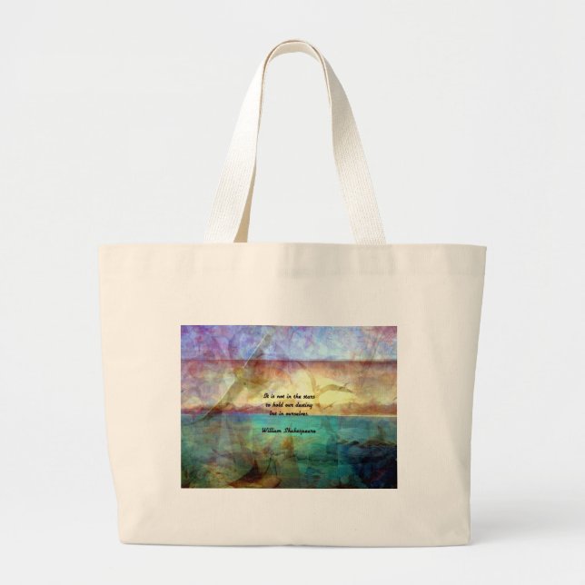 Bolso De Tela Gigante Cita Inspiradora de Shakespeare sobre el destino (Frente)
