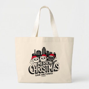 Bolso De Tela Gigante Ciudad de San Antonio Texas Feliz Navidad Cats Est
