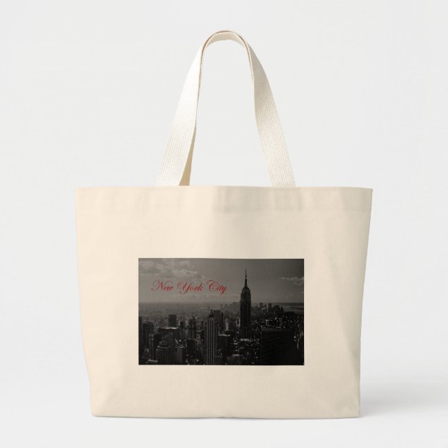 Bolso De Tela Gigante Ciudad Nueva York Blanca y Negra (Frente)