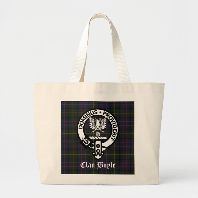 Bolso De Tela Gigante Clan Boyle Escudo y Tartán (Frente)