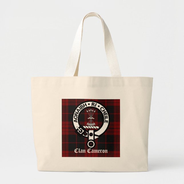 Bolso De Tela Gigante Clan Cameron Escudo y Tartán (Frente)