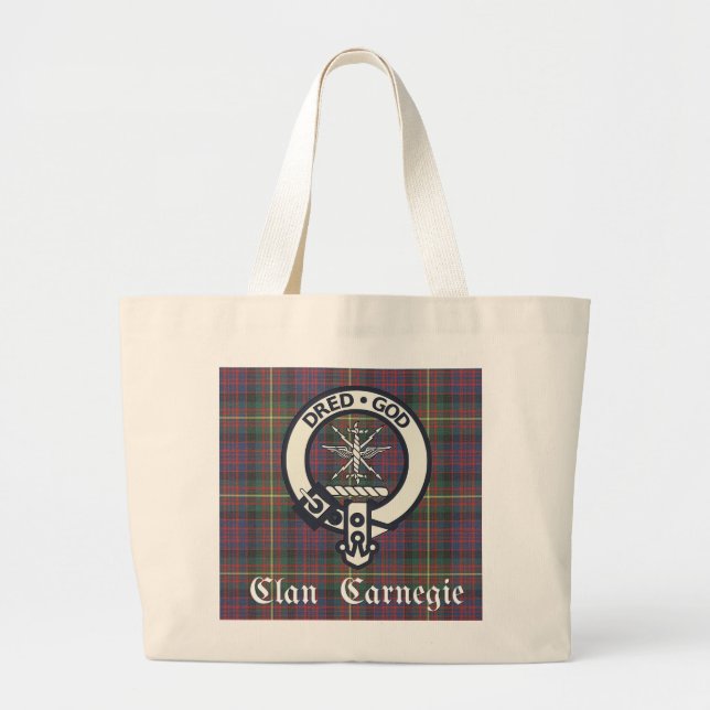 Bolso De Tela Gigante Clan Carnegie Escudo Tartan (Frente)