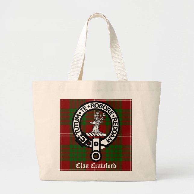 Bolso De Tela Gigante Clan Crawford Escudo Tartan (Frente)