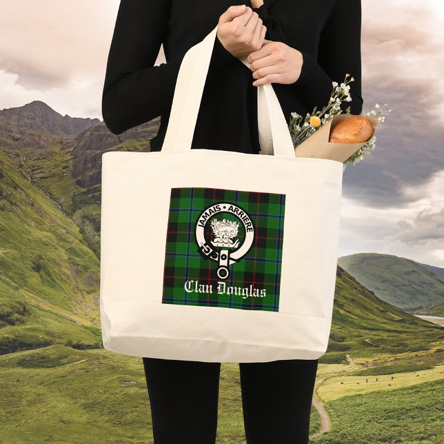 Bolso De Tela Gigante Clan Douglas Tartan Escudo (Clan Douglas tote avail in multiple sizes)