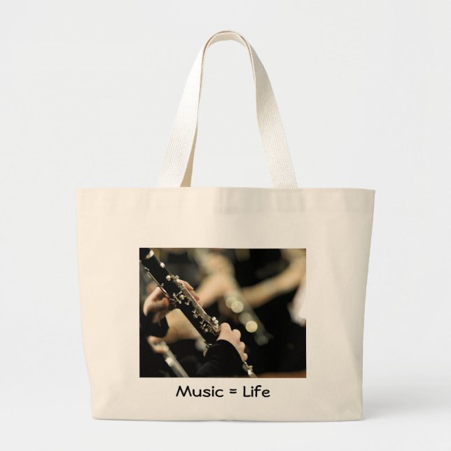 Bolso De Tela Gigante Clarinet - música = vida (Frente)