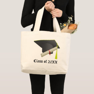 Bolso De Tela Gigante Clase de 20XX Graduación Black Cap & Diploma