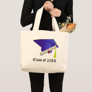 Bolso De Tela Gigante Clase de 20XX Graduación de Capa Azul y Diploma