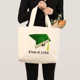 Bolso De Tela Gigante Clase de 20XX Graduación Green Cap & Diploma