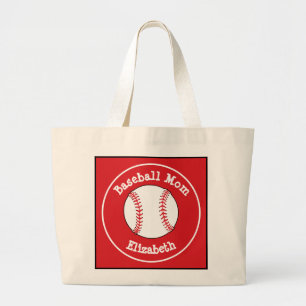 Bolso De Tela Gigante Clásica Mamá de Béisbol Roja Blanca Personaliza