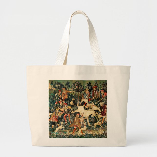 Bolso De Tela Gigante Clásico medieval de Tapestries de Unicornio defien (Frente)