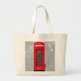 Bolso De Tela Gigante Classic London Red Phone Booth with Name