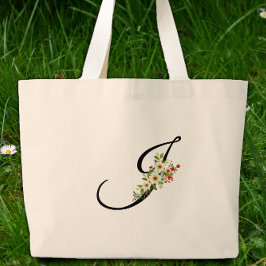 Bolso De Tela Gigante Classic monogram J red white flower mother gift