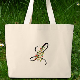 Bolso De Tela Gigante Classic monogram L red white flower mother gift