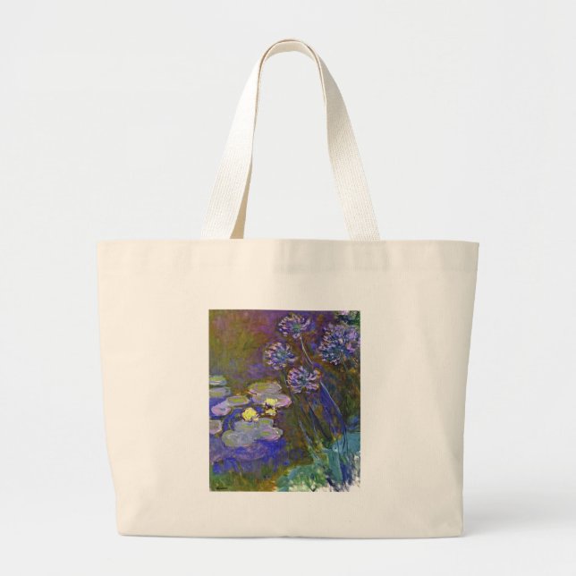 Bolso De Tela Gigante Claude Monet Water Lilies Agapanthus (Frente)