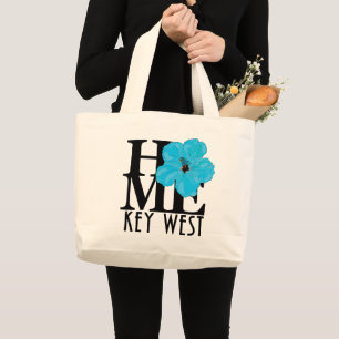 Bolso De Tela Gigante Clave HOME West Blue Hibiscus
