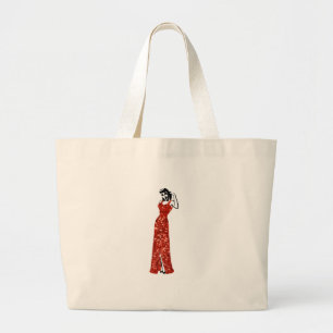 Bolso De Tela Gigante clavija de vintage secuencial roja hacia arriba