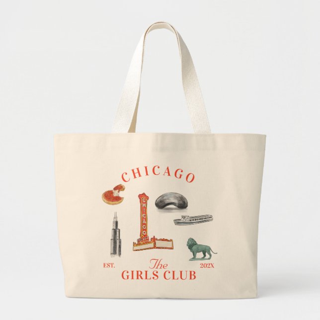 Bolso De Tela Gigante Club de Chicas Bachelorette de Chicago (Frente)