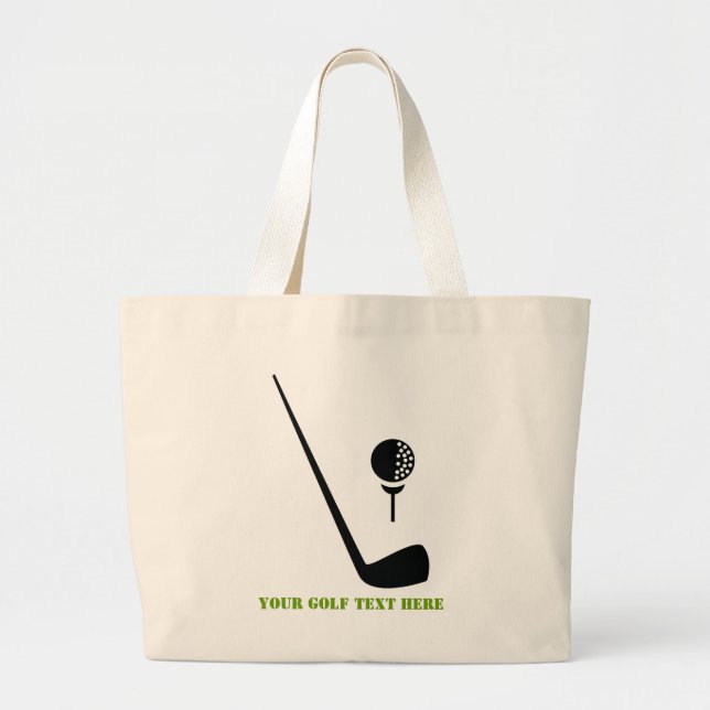Bolso De Tela Gigante Club de golf y personalizado negro y verde (Frente)