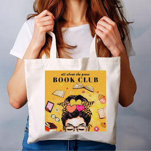 Bolso De Tela Gigante Club de libros de monograma cutáneo