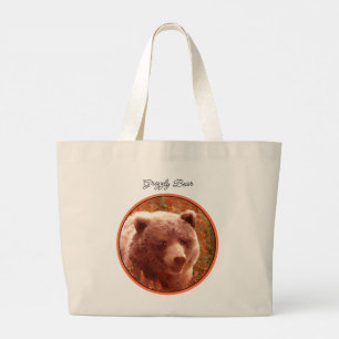 Bolso De Tela Gigante Club de oso pardo en pintura de marihuana de fuego