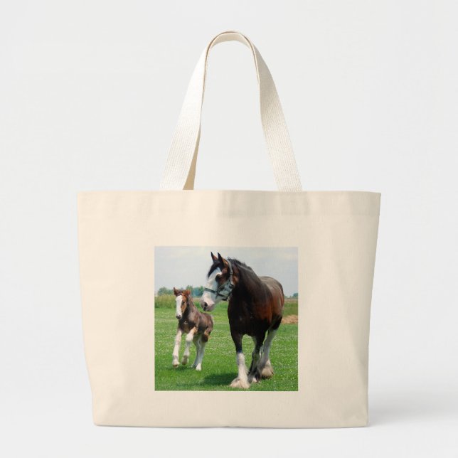 Bolso De Tela Gigante Clydesdale y potra (Frente)
