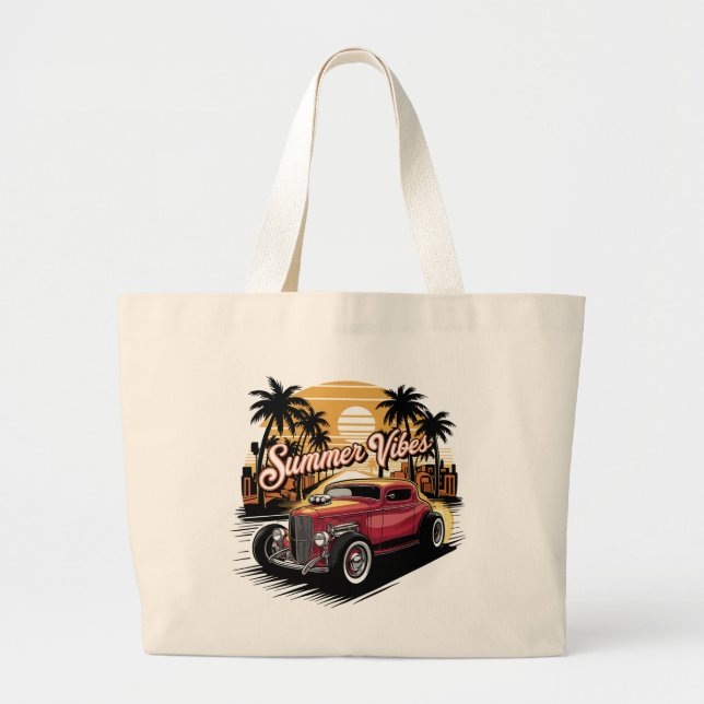 Bolso De Tela Gigante Coche Clásico Vibraciones de Verano (Frente)