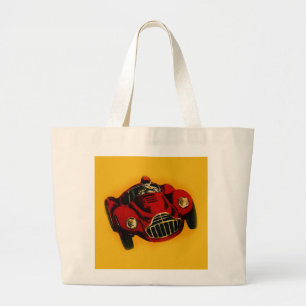Bolso De Tela Gigante Coche de Carreras automática amarillo rojo antiguo