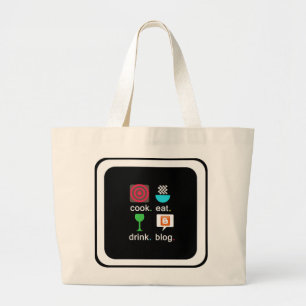 Bolso De Tela Gigante "Cocina. Come. Beba. Blog" Tote Jumbo